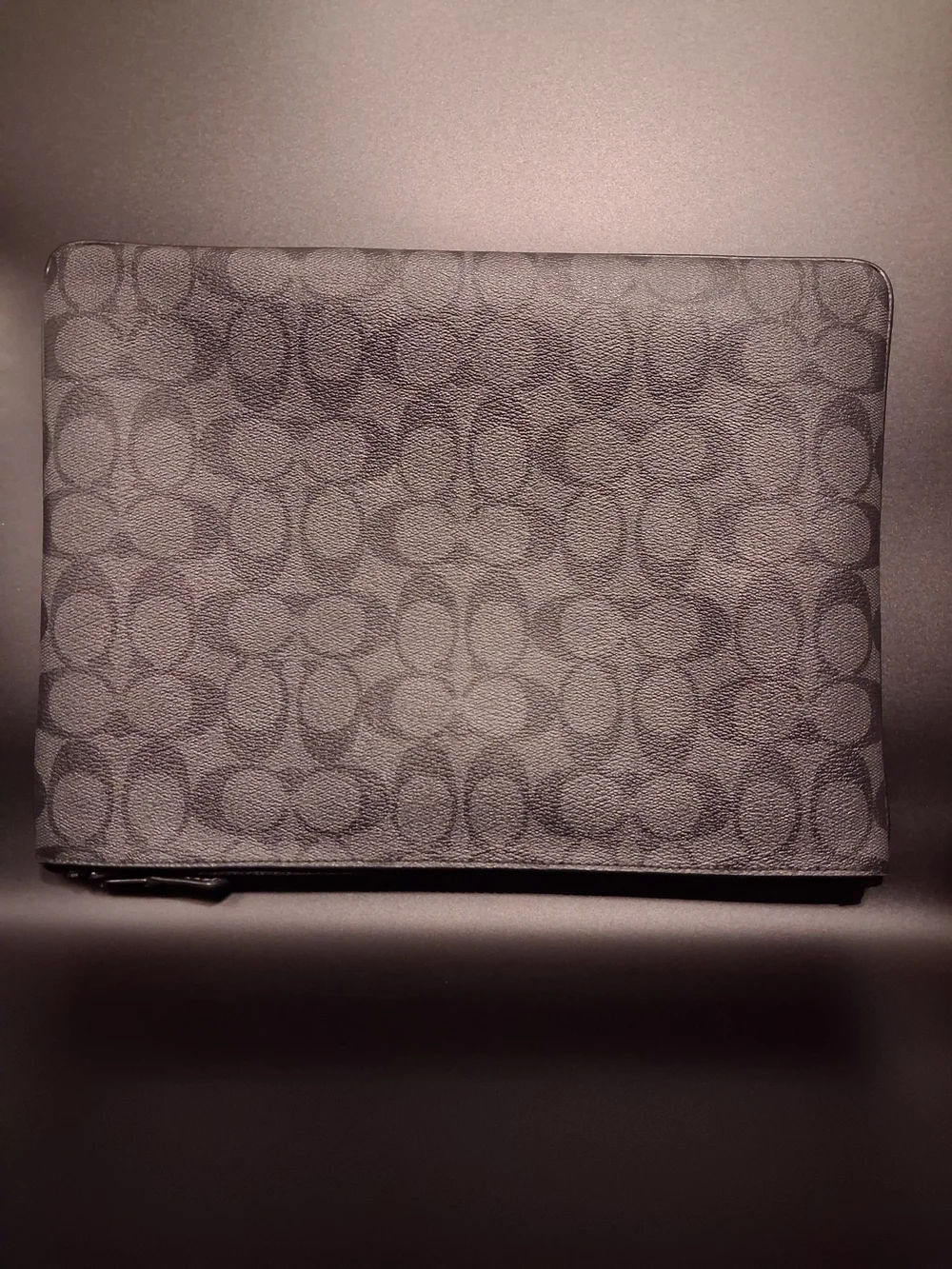 Coach Gray Villains Patch Cosmetic Pouch with Yellow Lightning Accent